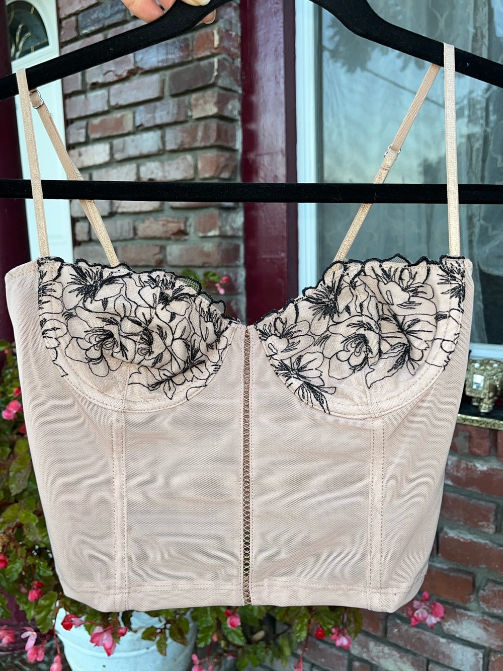 White Fox Mesh Corset w/ black embroidery